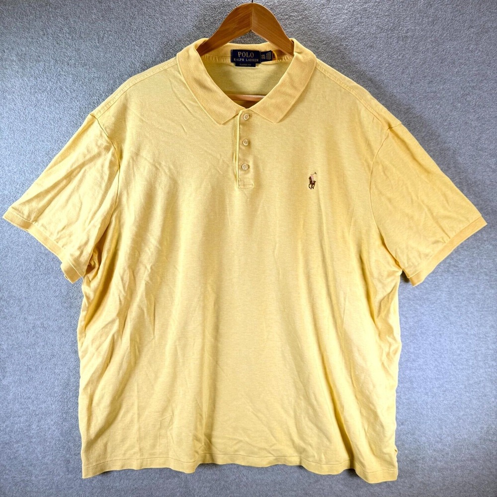 Polo Ralph Lauren Polo Shirt Men 2XL Yellow Classic Fit Short Sleeve Performance